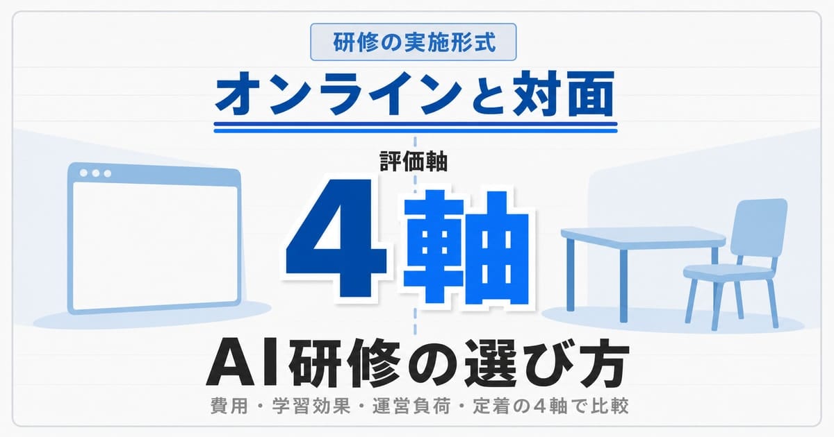 オンライン研修と対面研修を4軸で比較する記事のヒーロー画像