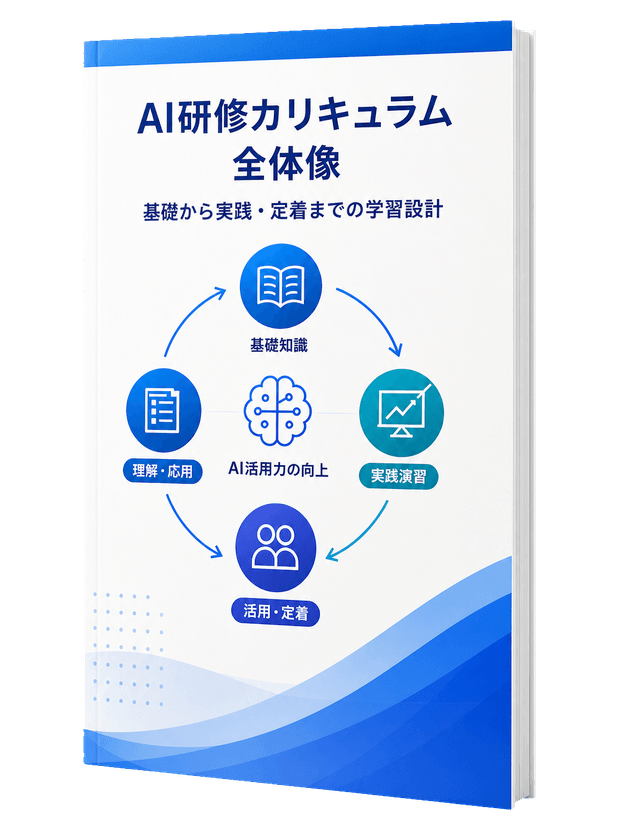 AI研修カリキュラム全体像資料の冊子イメージ